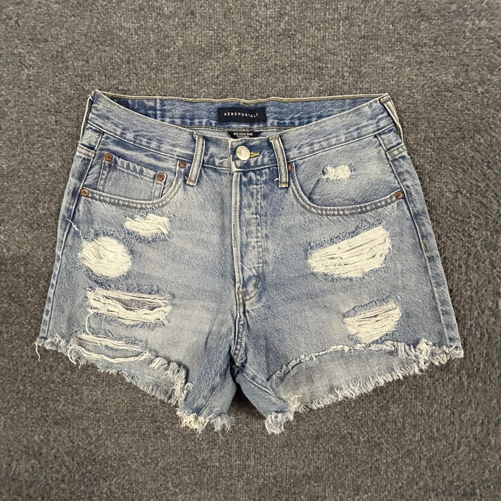 Aeropostale Jean Shorts Womens Size 10 Blue 90s High Rise Cut-Off Denim Shorts
